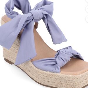 Journee Surria  Collection Purple Bow Espadrille Platform Sandal 4” Heel